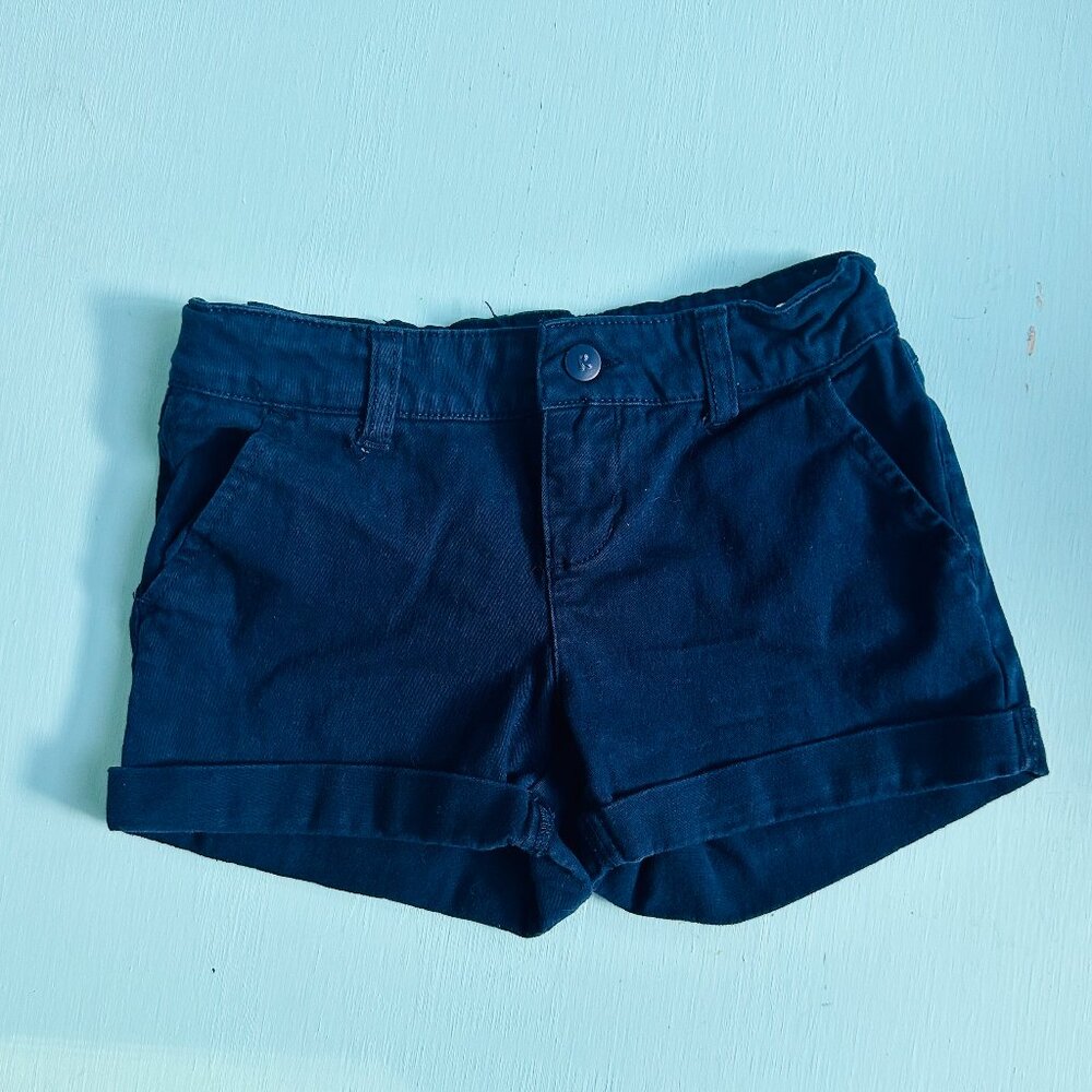 Kidpik Girls Navy Shorts Size 7 Cuffed Adjustable Waist Preppy School